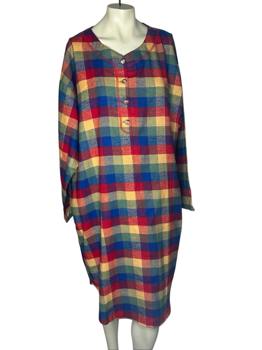 Brand New Vintage Montgomery Ward Women's Large Multi Colored Sleep Dress Button